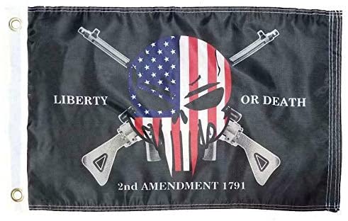 Liberty Or Death 2nd Amendment Punisher 12"x18" Flag With Grommets ROUGH TEX® 150D