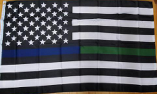 US Memorial Police Military Blue Green 5'X8' Flag Rough Tex® 100D