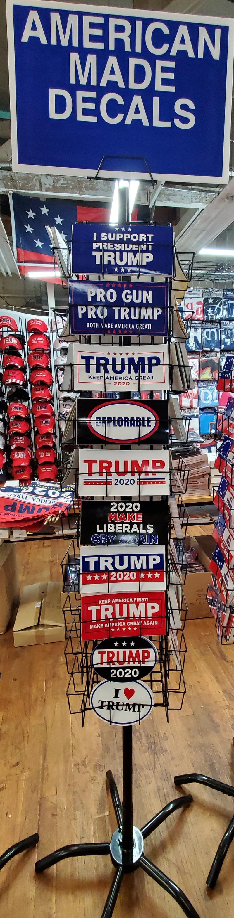 Trump Bumper Sticker Program 40 Position Rack & 2000 Bumper Stickers Assorted Trump 2024 Best Sellers