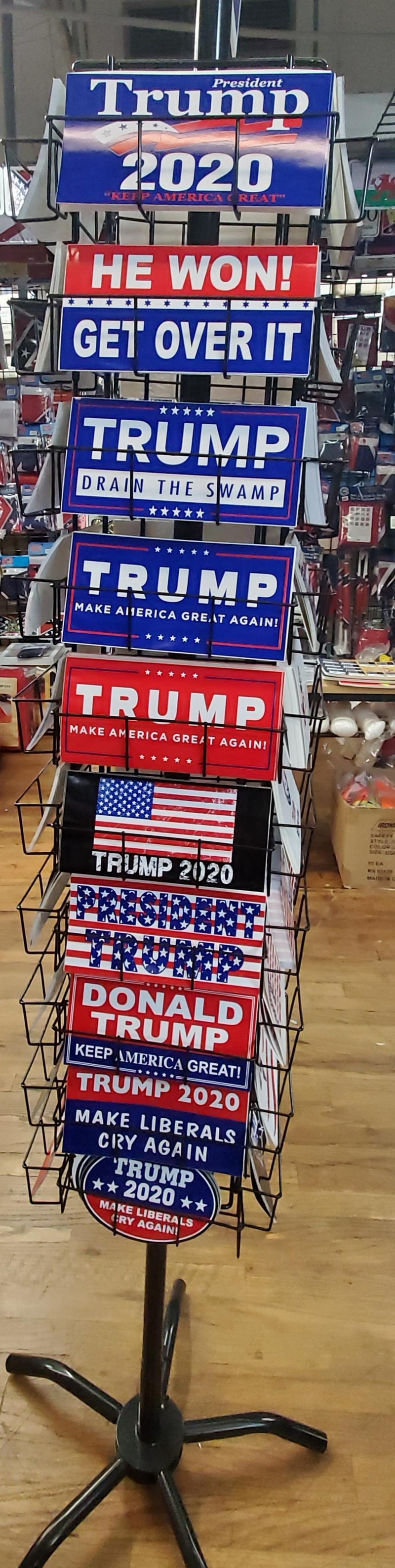 Trump Bumper Sticker Program 40 Position Rack & 2004 Bumper Stickers Assorted Trump 2024 Best Sellers