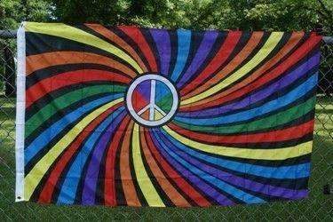 Rainbow Swirl Peace Sign Pride 3'x5' 100D Flag Rough Tex ®