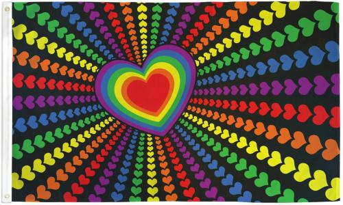 Heart Pride Rainbow Love 3'X5' Flag ROUGH TEX® 68D Nylon