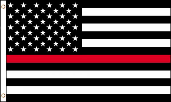 2'x3' RED LINE STRIPE USA BLACK (AMERICAN FIRE FIGHTER MEMORIAL FLAG) 100D