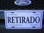 Puerto Rico "Retirado" License Plate