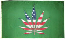 USA Cannabis Leaf (Green Background) 3'X5' Flag ROUGH TEX® 100D