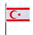 Turkish Republic of Northern Cyprus Stick Flag In Poly- 4''x6'' Rough Tex®