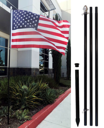 10' Foot Black Aluminum Flag Pole Kit No Flag