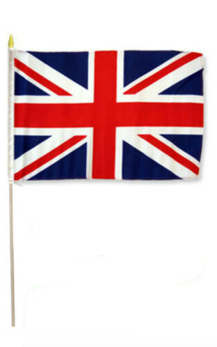 United Kingdom Stick Flag  12"x18'' Rough Tex UK Stick Flags 30" staff Queen of England