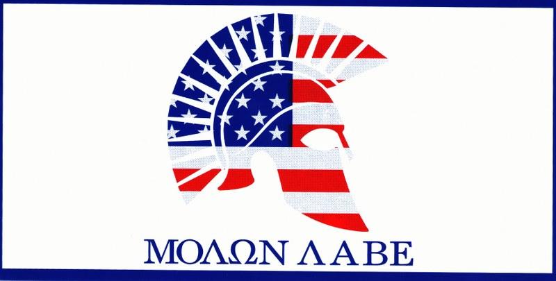 US Flag Patriot Molon Labe Bumper Sticker - American Made USA