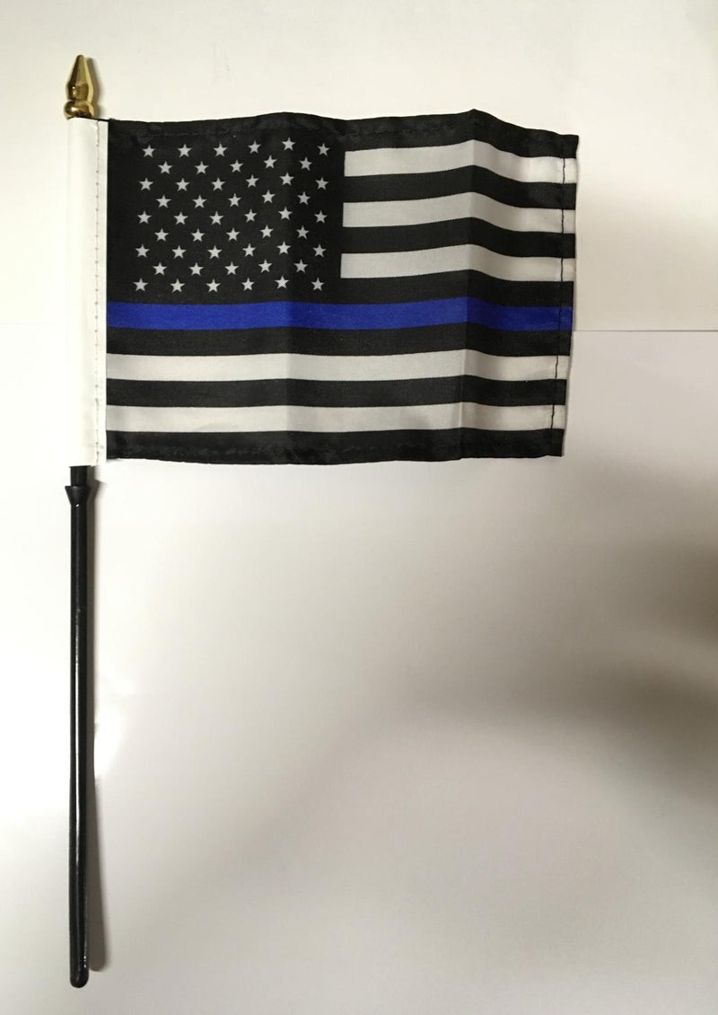 4"x6" Stick Desk Flag Police USA MEMORIAL BLUE LINE AMERICAN