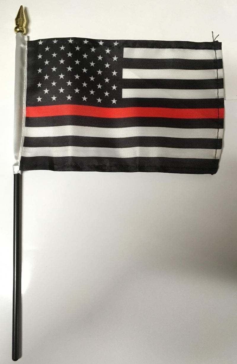 4"x6" Stick Desk Flag US MEMORIAL FIRE DEPARTMENT THIN RED LINE AMERICAN