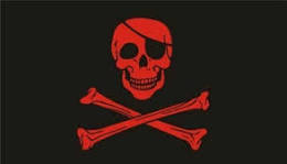 Black Skull No Quarter Jolly Roger Bloody Red PIRATE FLAG 2'x3' TAMPA BAY RED FLAG ECONOMY SALE FLAGS