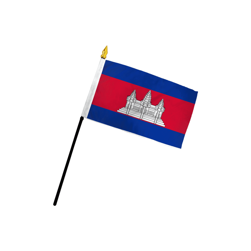 Cambodia Stick Flag In Poly- 4''x6'' Rough Tex®