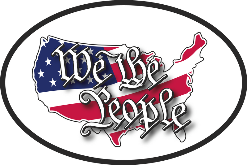 We The People USA Map Oval Bumper Sticker American