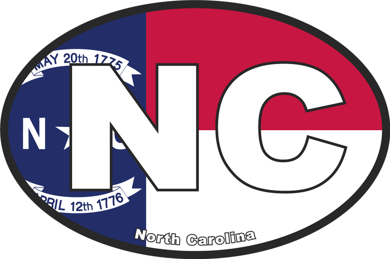 North Carolina Oval Bumper Sticker NC