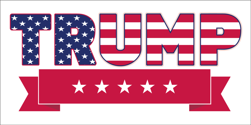 TRUMP FIVE STARS US FLAG Bumper Sticker Made in USA American Flag
