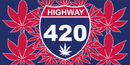 RED LEAF HIGHWAY 420 Cannabis POT HWY Bumper Sticker Made in USA American Flag