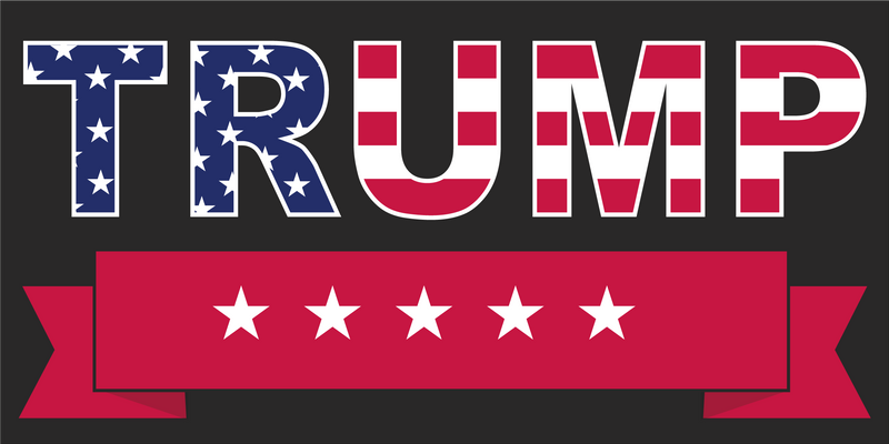 TRUMP FIVE STARS BLACK Sticker Made in USA American Flag