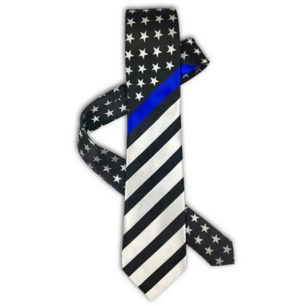 USA American Police Memorial Tie Men's Ties THIN BLUE LINE