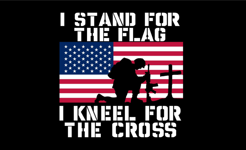 I Stand For The Flag I Kneel For The Cross 3'x5' Flag ROUGH TEX® 68D Nylon