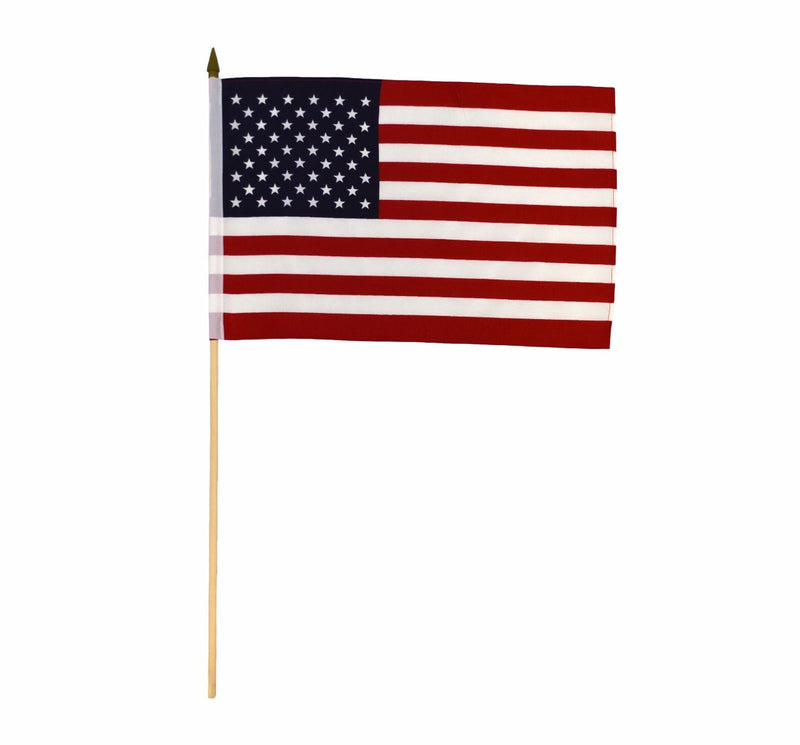 USA 12"x18" Stick Flag ROUGH TEX® 100D with 30" Wooden Staff