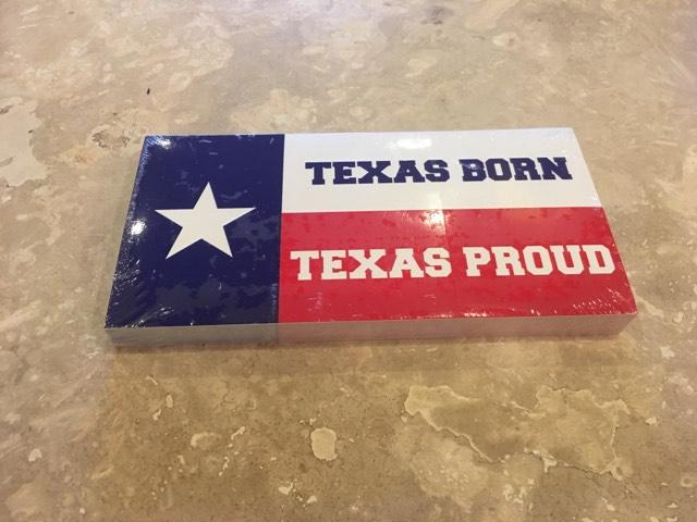 TEXAS BORN TEXAS PROUD TEXAS FLAG BUMPER STICKER PACK OF 50 BUMPER STICKERS MADE IN USA WHOLESALE BY THE PACK OF 50!