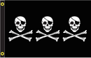 Three Skull Pirate 2'x3' Flag ROUGH TEX® 100D