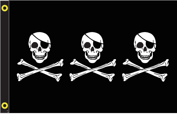 Three Skull Pirate 2'x3' Flag ROUGH TEX® 100D