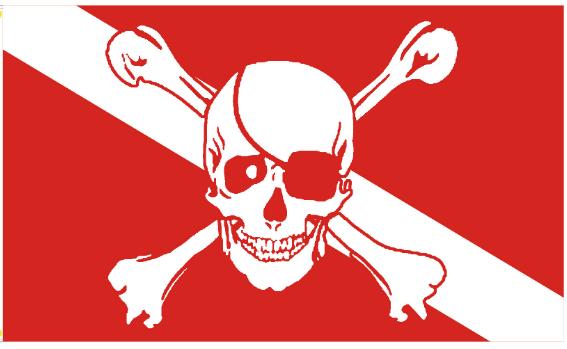 Pirate Patch Diver Down 3'X5' 100D Marine Boating Flag Skull & Bones