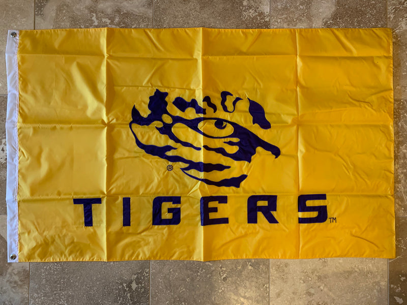 LSU Louisiana State University TIGERS® Premium Applique Two-Sided Flag Flag 3'X5'