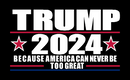 TRUMP 2024 BECAUSE AMERICA CAN NEVER BE TOO GREAT BLACK 3'X5' Flag ROUGH TEX® 68D