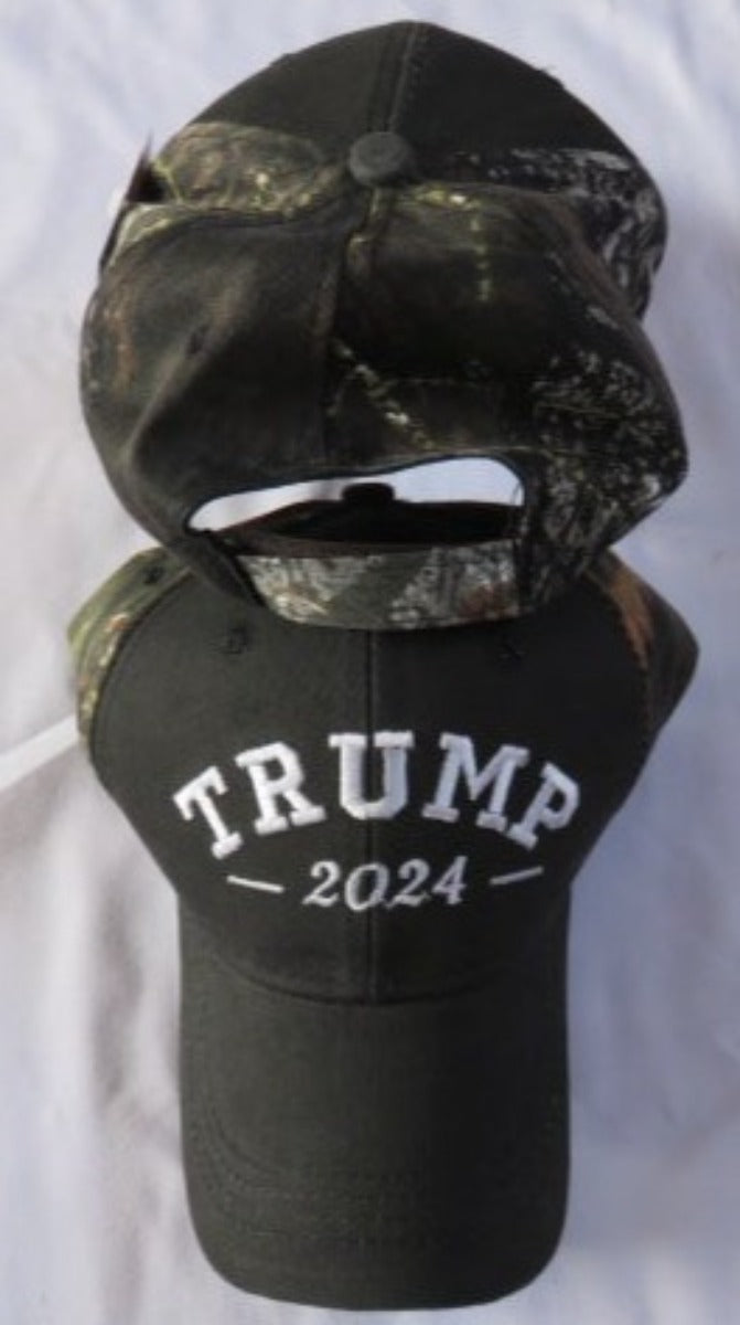 Trump 2024 Camo Back Cap Embroidered Hat Dark Olive Green