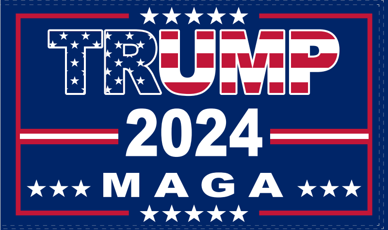 Trump 2024 USA MAGA Navy Blue 12''x18'' Nylon Stick Flags Rough Tex ®68D