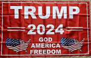 TRUMP 2024 3'X5' 100D GOD AMERICA FREEDOM FLAG RED USA FLAG MAP