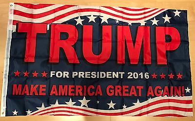 Wavy USA Trump For President 2016 MAGA  Campaign Flag 3x5 feet 68D Rough Tex ®Double Sided