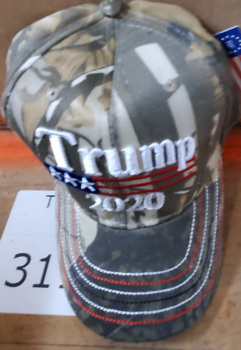 Trump Camo 2020 Hat Cap - Official President Trump Red White & Blue Lines Embroidered Collectors Item Camo