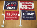 Trump Car Flags: Trump 2020, Trump Nation, Trump MAGA (red & blue); double sided Rough Tex Knit ®