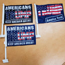 Trump Car Flags: Trump 2020, Trump Nation, Trump MAGA (red & blue); double sided Rough Tex Knit ®