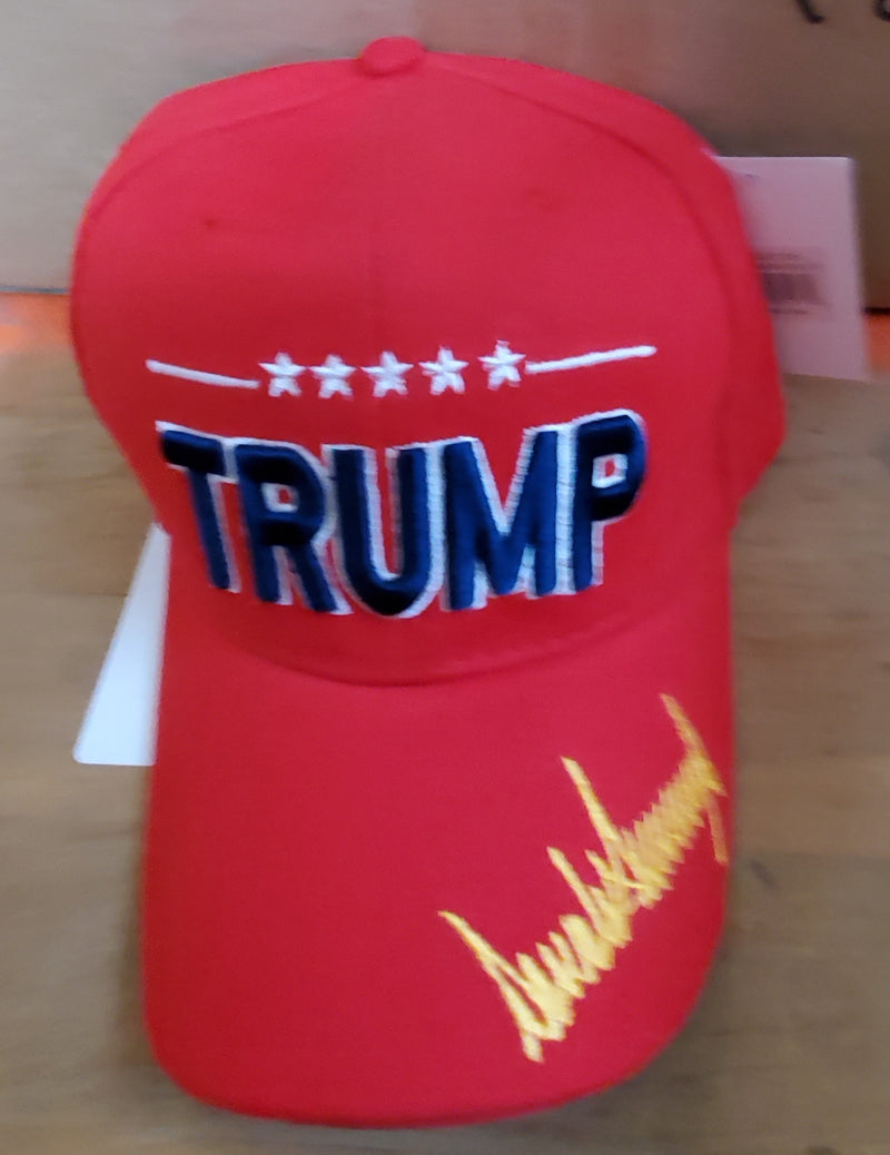 Trump Hat Cap - Official President Trump Golden Signature Collectors Item Red