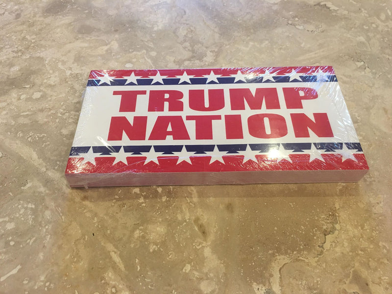 TRUMP NATION OFFICIAL BUMPER STICKER PACK OF 50 BUMPER STICKERS MADE IN USA WHOLESALE BY THE PACK OF 50!