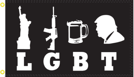 Trump LGBT (Liberty Guns Beer Trump) Black And White 3'X5' Flag- Rough Tex ®100D