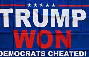 TRUMP WON DEMOCRATS CHEATED blue 3x5 Feet 100D Rough Tex Flag 2024