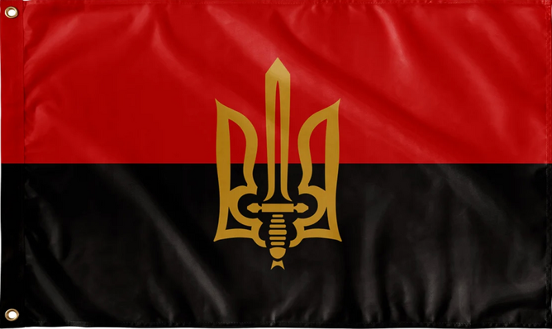 3’X5’ 100D Ukraine Resistance Red Black Heritage Trident Flag