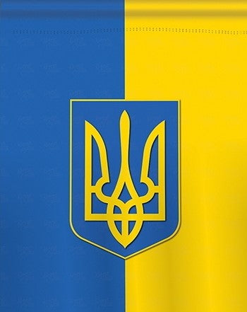 Ukraine Trident  Garden Flag 100D Double Sided Rough Tex 12"x18" Tryzub With Iron Flag Pole