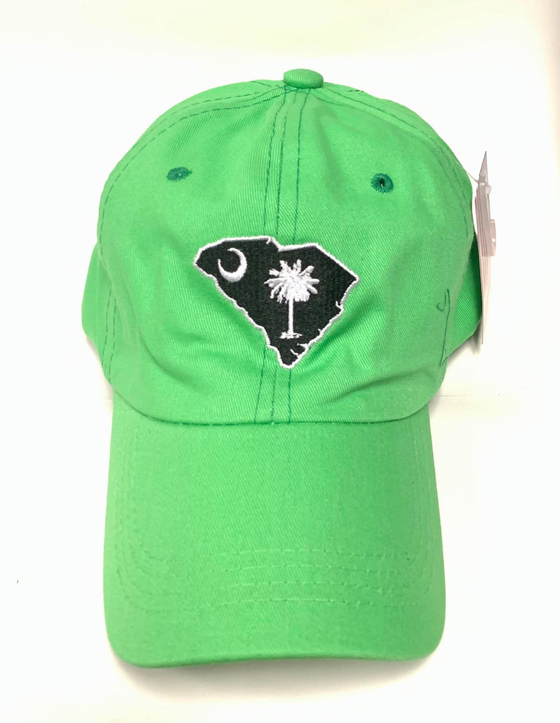 South Carolina Map Washed Lime Green Embroidered SC Cap