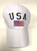 USA Patch White Twill Embroidered Cap American Flag
