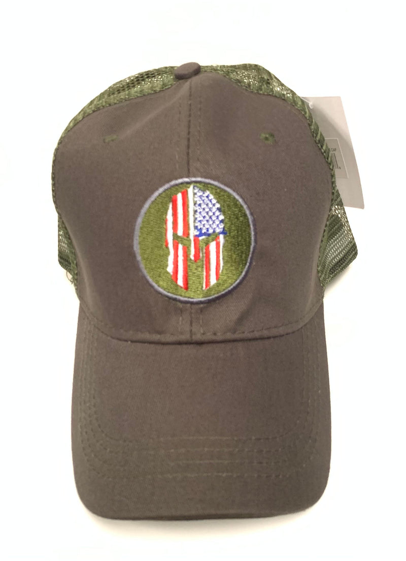 Molon Labe USA Round Patch Olive Mesh Back Embroidered Cap American Trucker
