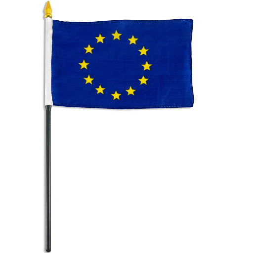 European Union Stick Flag In Poly 4''X6''