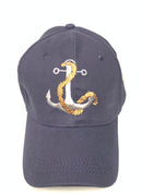 Anchor Washed Navy Blue Yacht Club Embroidered Boating Cap