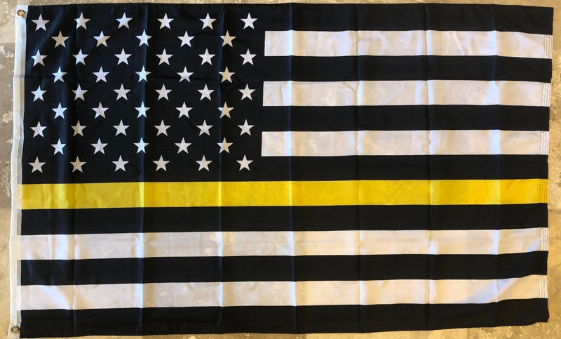 USA Memorial Thin Yellow Line Tow Operators, Tow Truck Drivers, Security Guards, Loss Prevention 3'X5' 100D Flag Rough Tex ®
